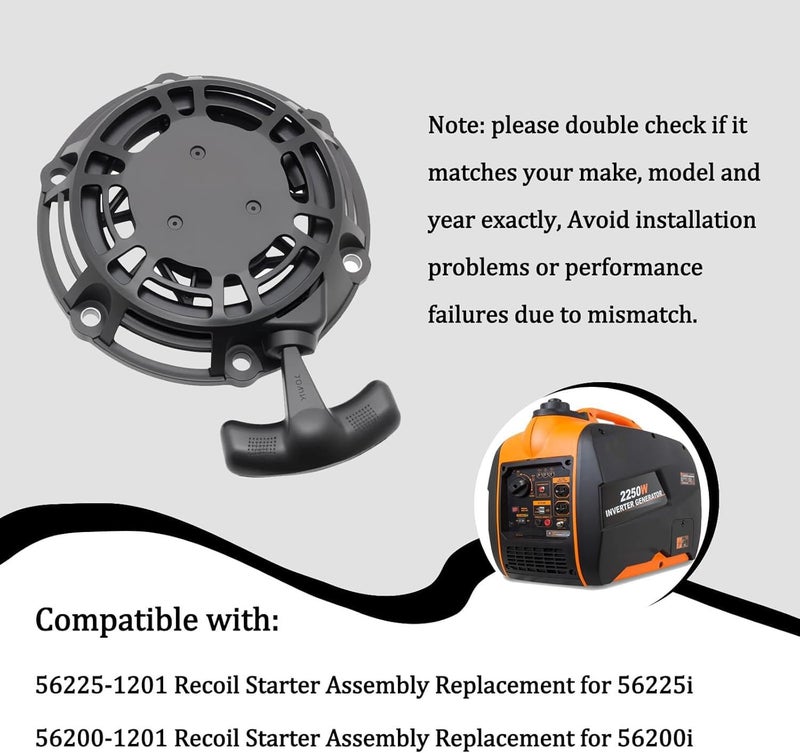 wfsulee Recoil Starter Assembly Replacement fits for 56225i 56200i Portable Inverter Generator Compatible with 56200-1201 - Image 2